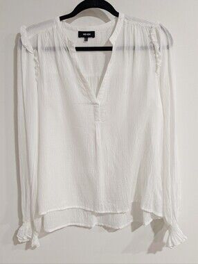 NEW ME+EM Gauze Ruffle Shoulders Peasant Top